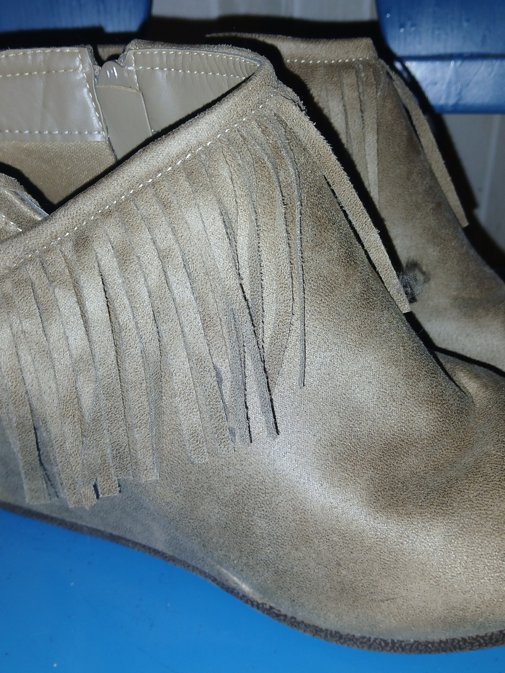 Fringe Suede Ankle Booties - Taupe